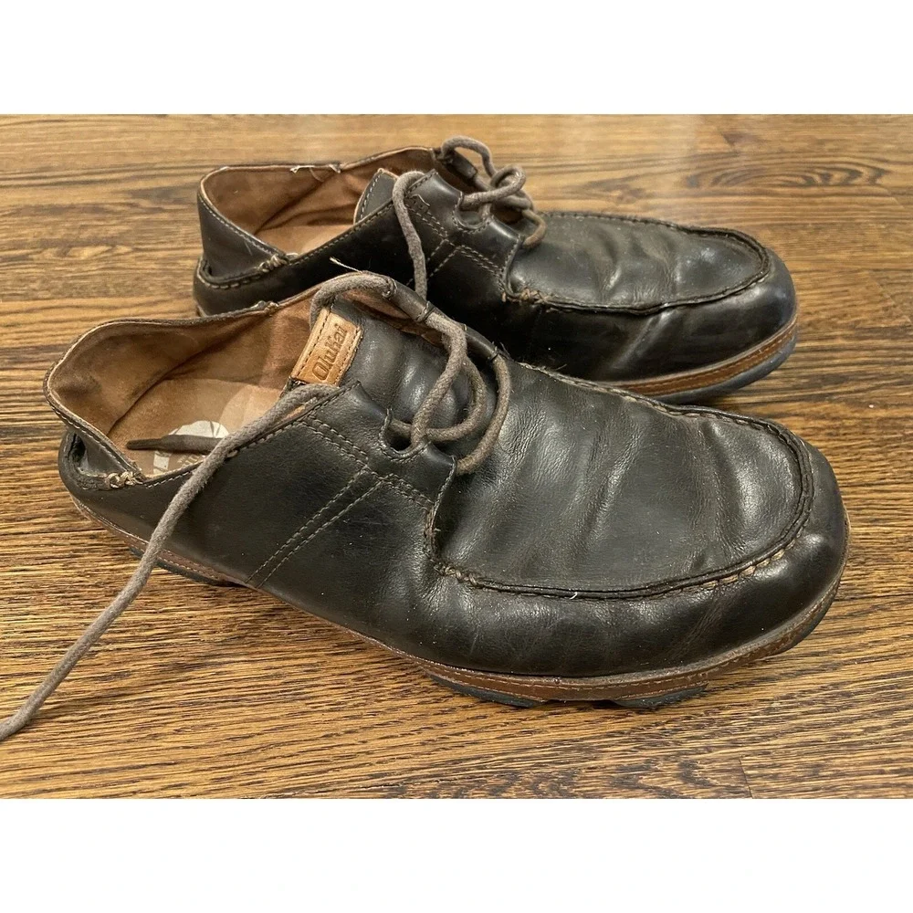 OluKai Ohana Lace Up Nubuck Men 12 Dark Wood‎ Leather Casual Shoes 10171-6333